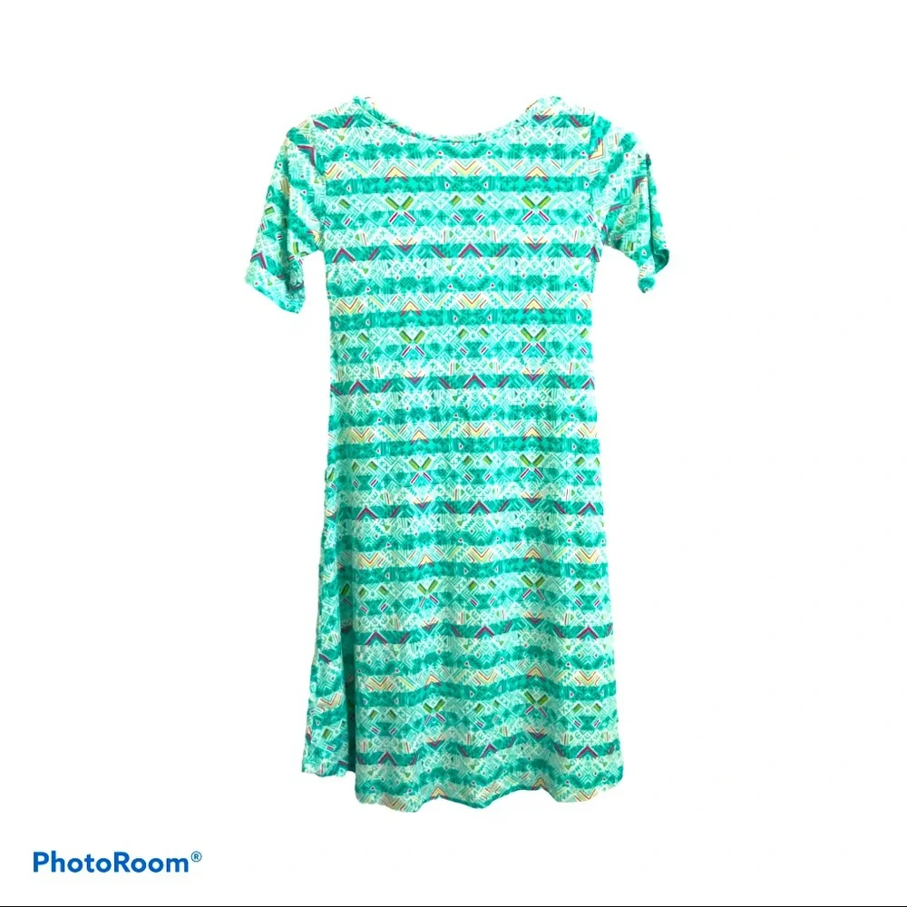 LuLaRoe Mint‎ Green Retro Aztec Patterned Girls Dress 10 - Picture 2 of 5